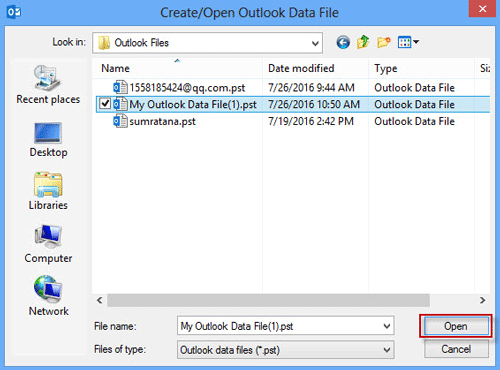 Change outlook data file location